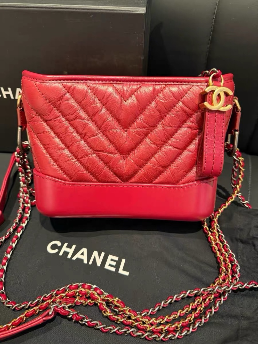 Authentic Chanel Gabrielle Hobo
Small, Red